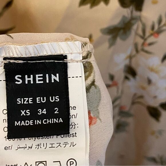 Floral midi dress sweetheart neckline button front puff sleeve feminine Dress XS - Picture 12 of 12